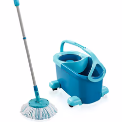 Leifheit Clean Twist Disc Mop Ergo Mobile Set, Moisture Controlled Spin, Wheeled Bucket, Faster Cleaning, Easy-Steer Micro Fi ...