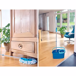 Leifheit Clean Twist Disc Mop Ergo Mobile Set, Moisture Controlled Spin, Wheeled Bucket, Faster Cleaning, Easy-Steer Micro Fibre 33cm Head with 360?