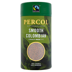 Percol - Smooth Colombian Instant Coffee (6x100g), 100% Hand-Picked Colombian Arabica, Freeze Dried, Light & Fruity Citrus Notes, Strength 3,
