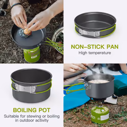 Lixada Camping Cookware, 2-3 People Multifunctional Portable Cooking Set for Outdoor Camping Hiking Picnic