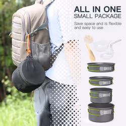 Lixada Camping Cookware, 2-3 People Multifunctional Portable Cooking Set for Outdoor Camping Hiking Picnic