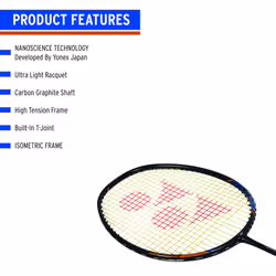 Yonex Nanoray Light 18i Graphite Badminton Racquet with free Full Cover (77 grams, 30 lbs Tension, Black)