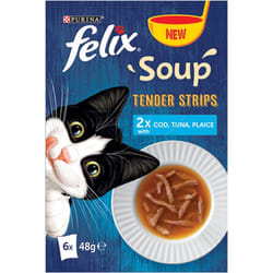 Felix Soup Cat Food Fish Selection Tender Strips 6Ã48g, Pack of 8