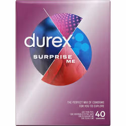 Durex Surprise Me Condoms, 40s, Variety Pack, Thin Feel, Originals Extra Safe, Pleasure Me, Tickle Me, Easy On Shape, Teat Ended
