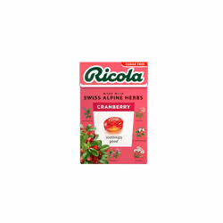 Ricola Cranberry Sugar Free Swiss Herbal Sweets, Herb Drops - Pack of 20 Boxes