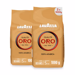 Lavazza Qualita Oro Coffee Beans, Medium Roast, 1000g x 2, Total 2000g