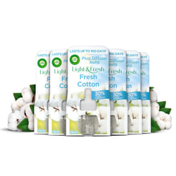 Airwick Plug in Diffuser Refill, Fresh Cotton, Pack 6 x 19ml, Long Lasting Fragrance, Lasts up to 600 days, Plug in Air freshener