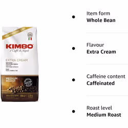 Kimbo Extra Cream Espresso Coffee Beans 2x1kg, Pack of 2