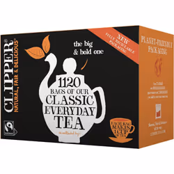 Clipper Tea Everyday Fairtrade Black Tea Bags Set of 1120 | Bulk Catering Pack of 1120 Teabags | Unbleached, Plastic Free & B ...