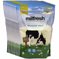 Milfresh Gold Superior Granulated Skimmed Milk 500g (Pack of 10) The Convenient Alternative to Fresh Milk