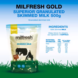 Milfresh Gold Superior Granulated Skimmed Milk 500g (Pack of 10) The Convenient Alternative to Fresh Milk