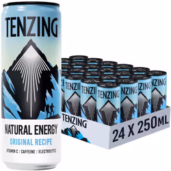 TENZING Natural Energy Drink, Plant Based, Vegan, & Gluten Free Drink, Original Recipe, 250ml (Pack of 24) - Packaging may va ...