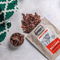 Ember Snacks: Biltong Beef Jerky Chilli Flavour (4 x 250g = 1kg total) - Protein Keto Snacks, Bulk Bags - Resealable for On The Go Snack - From