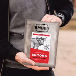 Ember Snacks: Biltong Beef Jerky Chilli Flavour (4 x 250g = 1kg total) - Protein Keto Snacks, Bulk Bags - Resealable for On The Go Snack - From