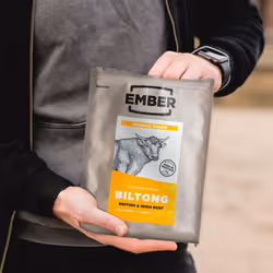 Ember Snacks: Biltong Beef Jerky Original Flavour (2 x 250g = 500g total) - Protein Keto Snacks, Bulk Bags - Resealable for On The Go Snack - From