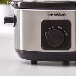 Morphy Richards 3.5L Stainless Steel Slow Cooker, 3 Heat Settings, One Pot Solution, Dishwasher Safe Ceramic Pot, 460017