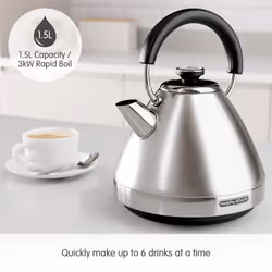 Morphy Richards Venture Pyramid Kettle - Brushed Stainless Steel - 1.5L - Rapid Boil - Metal - 100130