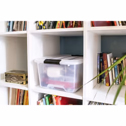 Iris Ohyama Plastic Storage Boxes with Lids, 30L, Set of 3, Clear, Latching Buckles with Handles, Stackable, Nesting, Strong & Durable, For Closet,