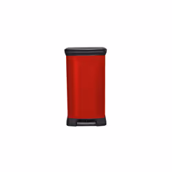 Curver Metal Effect 70% Recycled Kitchen Pedal Touch Deco Bin 50 Litres - Red