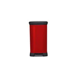Curver Metal Effect 70% Recycled Kitchen Pedal Touch Deco Bin 50 Litres - Red