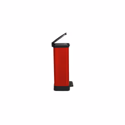 Curver Metal Effect 70% Recycled Kitchen Pedal Touch Deco Bin 50 Litres - Red