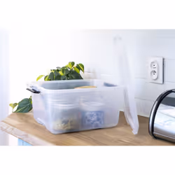 Iris Ohyama Plastic Storage Boxes with Lids, 15L, Set of 6, Clear, Latching Buckles with Handles, Stackable, Nesting, Strong & Durable, For Closet,