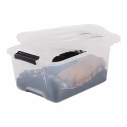 Iris Ohyama Plastic Storage Boxes with Lids, 15L, Set of 6, Clear, Latching Buckles with Handles, Stackable, Nesting, Strong & Durable, For Closet,