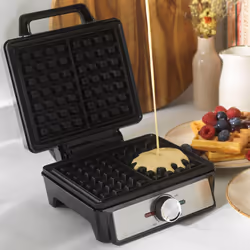Salter EK5848 Waffle Maker Machine ? Non-Stick Dual Waffle Iron Plates, Deep Fill Belgian & American Waffle Machine, Adjustable Temperature Control,
