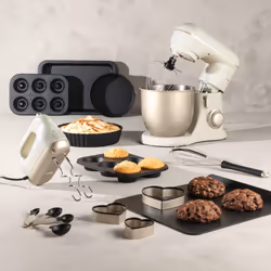 Salter EK5512SBO Bakes Hand Mixer ? Electric Whisk, 5 Speed Settings, Eject Button, Baking Kitchen Food Mixer, Stainless Steel Attachments - 2 Mixing