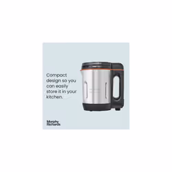 Morphy Richards Compact Soup Maker, Blend & Cook Smooth & Chunky Soup, Smoothies, Black & Stainless Steel, 1 Litre, 900 W, 501021
