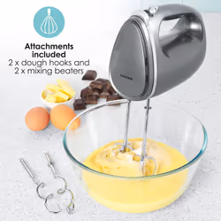 Salter EK4249GUNMETAL Cosmos Hand Mixer ? Electric Baking Whisk, 5 Speed With Turbo Setting, Eject Function, Easy Cleaning, Includes 2 x Stainless