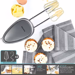 Salter EK4249GUNMETAL Cosmos Hand Mixer ? Electric Baking Whisk, 5 Speed With Turbo Setting, Eject Function, Easy Cleaning, Includes 2 x Stainless