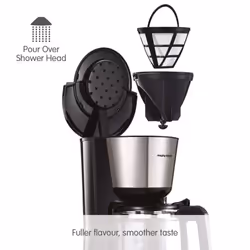 Morphy Richards 162501 Equip Filter Coffee Machine, Glass, 1000 W, 1.2 liters, Brushed Steel