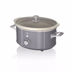 Swan SF17021GRN Retro Slow Cooker with 3 Temperature Settings, Keep Warm Function, 3.5L, 200W, Retro Grey