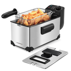 Aigostar Deep Fat Fryer 2200W, 3 Litre Deep Fryer Easy Clean, with Viewing Window, Stainless Steel, Temperature Control, Removable Oil Basket, Silver