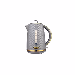 Tower T10052GRY Empire 1.7 Litre Kettle with Rapid Boil, Removable Filter, 3000W, Grey with Brass Accents
