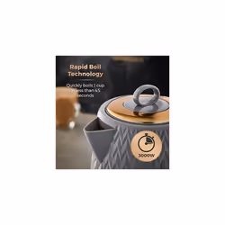 Tower T10052GRY Empire 1.7 Litre Kettle with Rapid Boil, Removable Filter, 3000W, Grey with Brass Accents