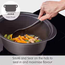 Morphy Richards 3.5L Sear & Stew Slow Cooker, Shatter Resistant Aluminium Pot, 3 Heat Settings, Hob Proof, Easy Clean, 163W, Black, 460012