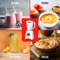Tefal Blendforce Blender,2 Litre Plastic Jug,1.25 Litre Effective Capacity,600W,4 Removable Stainless Steel Blades,Smoothie Blender,Ice Crush,2 Speeds