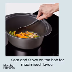 Morphy Richards 461014 Sear & Stew 6.5 Litre Aluminium Slow Cooker, One-Pot Solution, Brushed Stainless Steel