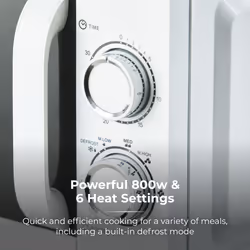 Tower T24042WHT Manual Microwave with Sleek Mirror Door, 800W, 20L, White & Chrome