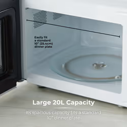 Tower T24042WHT Manual Microwave with Sleek Mirror Door, 800W, 20L, White & Chrome