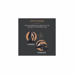 Tower T22008RG CeraGlide Cordless Steam Iron with Ceramic Soleplate and Variable Steam Function, Black and Rose Gold
