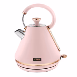 Tower T10044PNK Cavaletto Pyramid Kettle with Fast Boil, Detachable Filter, 1.7 Litre, 3000 W, Marshmallow Pink and Rose Gold