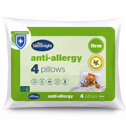 Silentnight Anti Allergy Firm Pillows 4 Pack ? Firm Support Pillows with Fibre Core Ideal for Side Sleepers and Neck and Shou ...