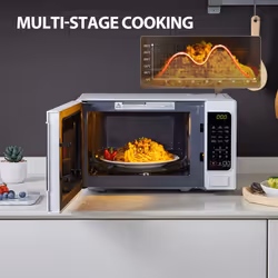Toshiba 800w 20L Microwave Oven with 6 Preset Recipes, 11 Power Levels, Procedural Memory, Auto Defrost, and Digital Display - White - MM-EM20P(WH)