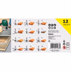 Bosch Accessories 12-Piece Hard Metal Router Bit Set (for Wood, Shank ?? 1/4", Accessory Routers)