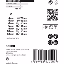 Bosch Professional 7 pc. Expert CYL-9 MultiConstruction Drill Bit Set (for Concrete, ? 4-12 mm, Accessories Rotary Impact Drill)
