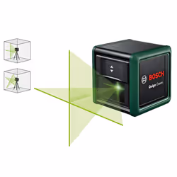 Bosch cross line laser Quigo Green with universal clamp MM 2 (green laser for better visibility, housing made of recycled plastic)