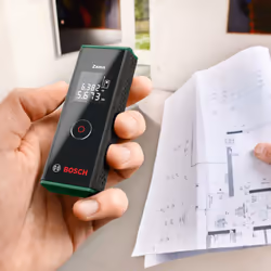 Bosch laser measure Zamo with Wheel & Line-Laser Adapter (easy & precise measurement up to 20m, 3. gen.)